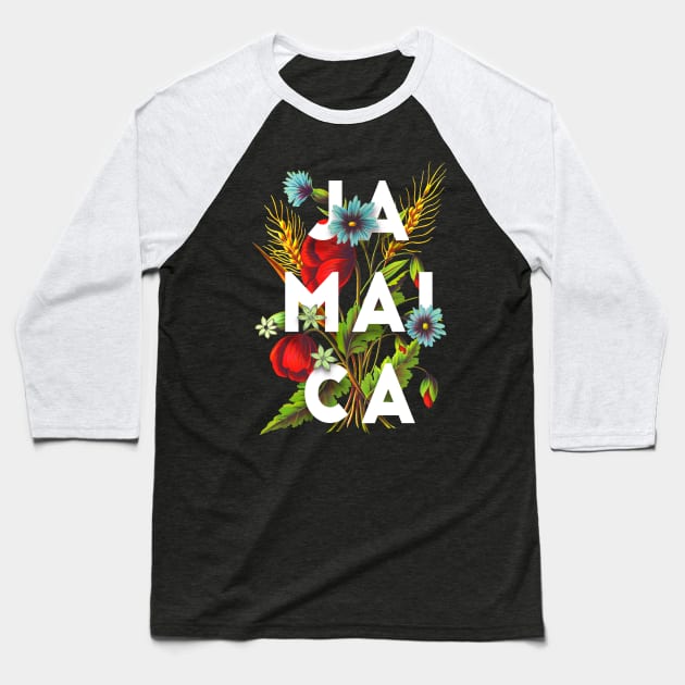 Jamaica Flower Baseball T-Shirt by JayD World